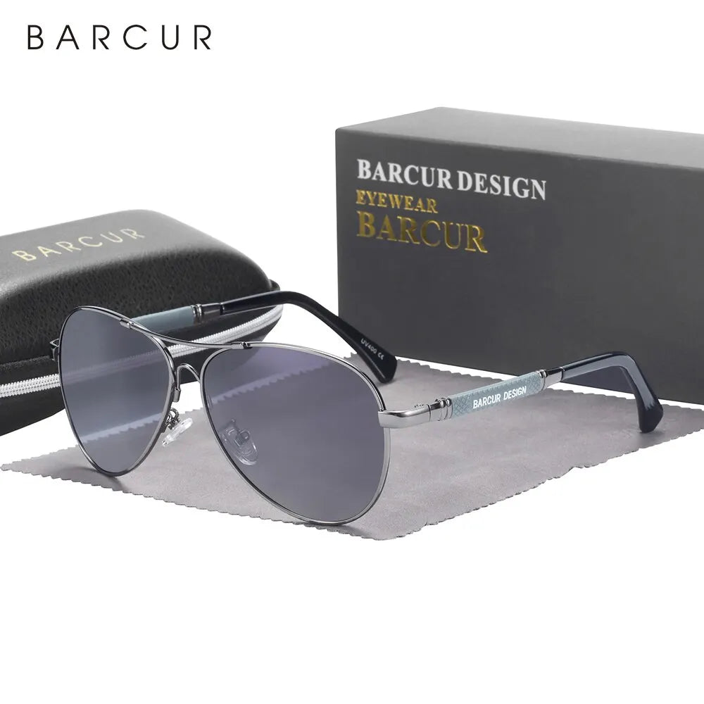 BARCUR Design Memery Frame Sunglasses Polarized For Men Sun Glasses Women Pilot Gradient Lens Eyewear Mirror Shades