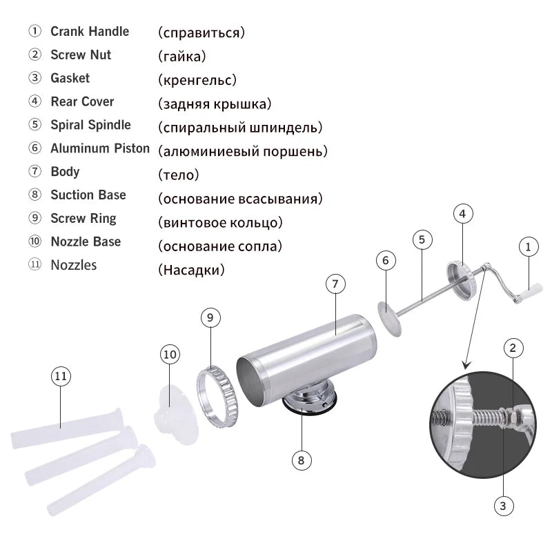 Master Feng Manual Sausage Stuffer Sausage Maker Meat Filler Machine, 3 lb or 5 lb
