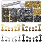Metal Double Cap Rivets Stud Round Spike Nail With Tool Kits For Shoes Bag Belt Leathercraft Repair Clothing Garment Accessories
