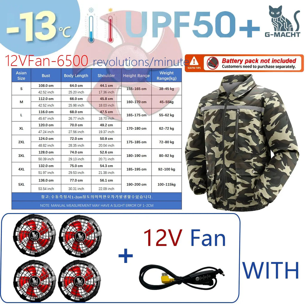 12V 4Fan Camo / 4XL(92-100 kg)