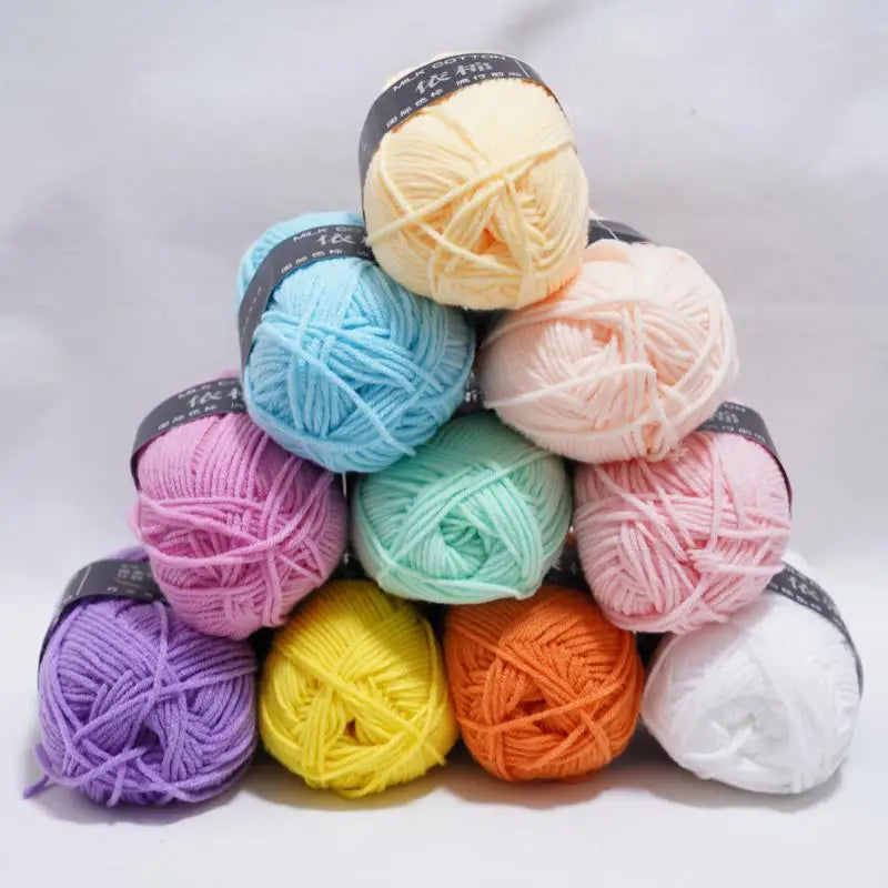 10Pcs 500g 4Ply Milk Cotton Yarn for Knitting Crochet, Wool Cotton Yarn DIY Material Pack for Hand-Knitted Sweaters, Bags, Dolls