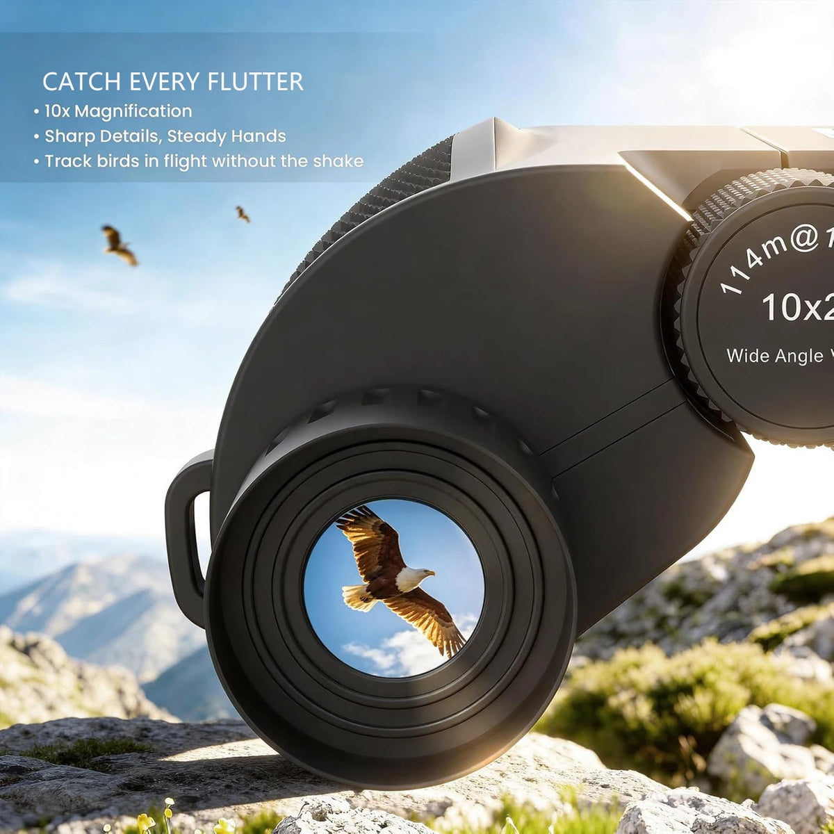 Binoculars 10X25 Long Range Pocket HD Telescope Folding Compact Bak4 Prism Binocular Optical Scope FMC Lens For Hunting