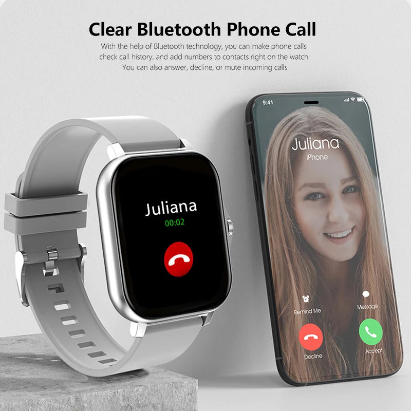 1.83in Bluetooth Calling Smartwatch Fitness Tracker, Waterproof, iOS Android, Black/Gold/Pink/Silver