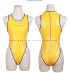 Bitysie Enamel Sexy Women Swimwear  Japanese One-Piece High Leg Cut Leotard Seductive Competitive Rubberized bodysuit
