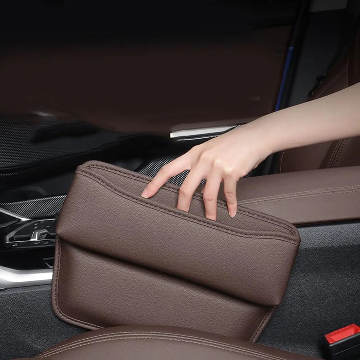 Leather Car Seat Gap Organizer, Universal Side Pocket Storage Box for Tidying Small Items