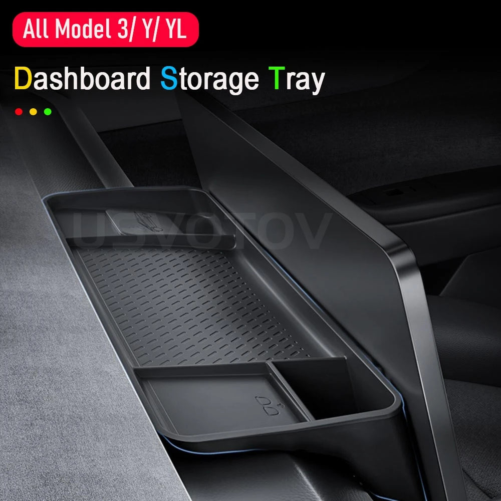 For Tesla Model Y Juniper 2025 2026 Model 3 Highland Dashboard Storage Tray Silicone Center Console Screen Rear Phone ETC Box