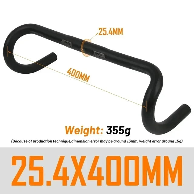 UNO UltraLight Racing Road Bike Handlebar Bent Bar 25.4/31.8MM 360/380/400/420/440/460MM 6061 Aluminum Alloy Stem Handlebar