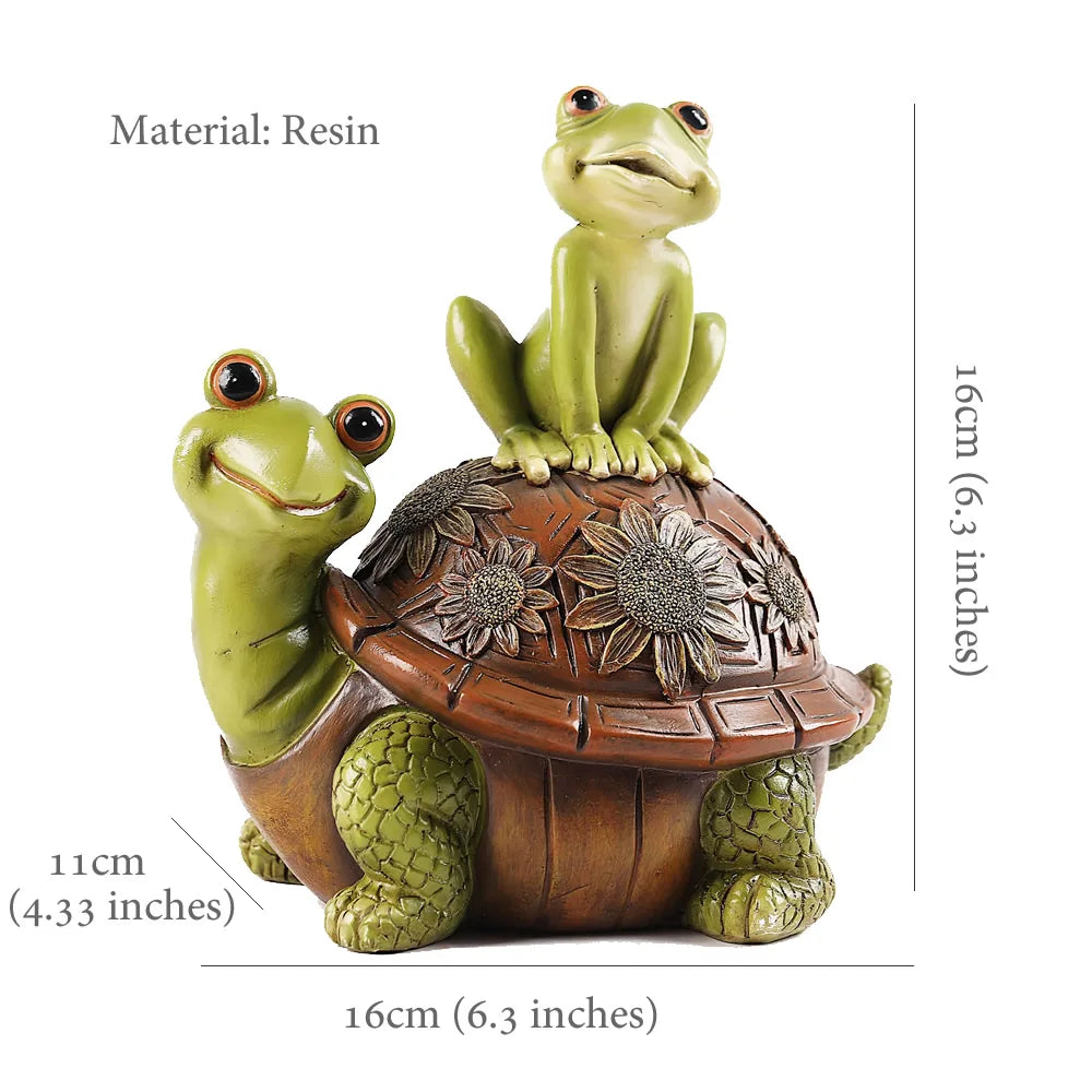 Cute Turtle And Frogs Sculpture Resin Home Garden Decoration Ornaments Animal Statue For Party Room Garden Decor Funny Gift