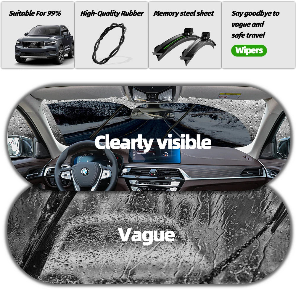 Front wiper blades set 26in + 21in for Peugeot Boxer/Fiat Ducato 2006-2013 LHD, black