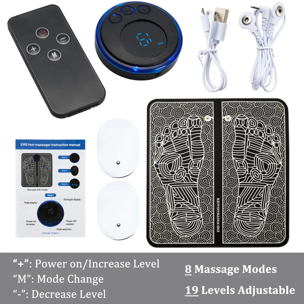 EMS Foot Massager Mat Electric TENS Foot Massage Pad Foldable Muscle Stimulator