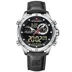 NAVIFORCE Men's Digital Quartz Sport Watch LED Waterproof Wristwatch, Gold Black