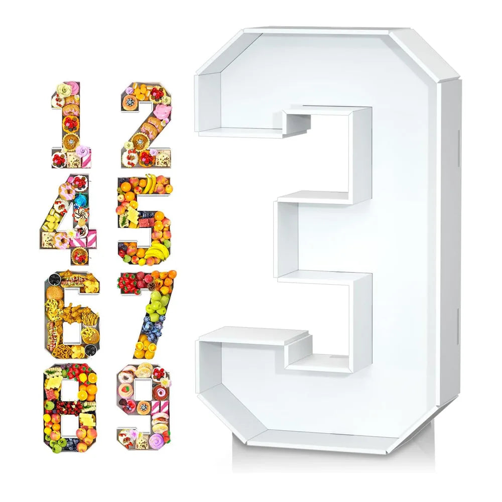 Food Fillable Number Shaped Sweets Flower Candy Cupcake Container Box for Wedding Anniversary Birthday Party Baby Shower Decore