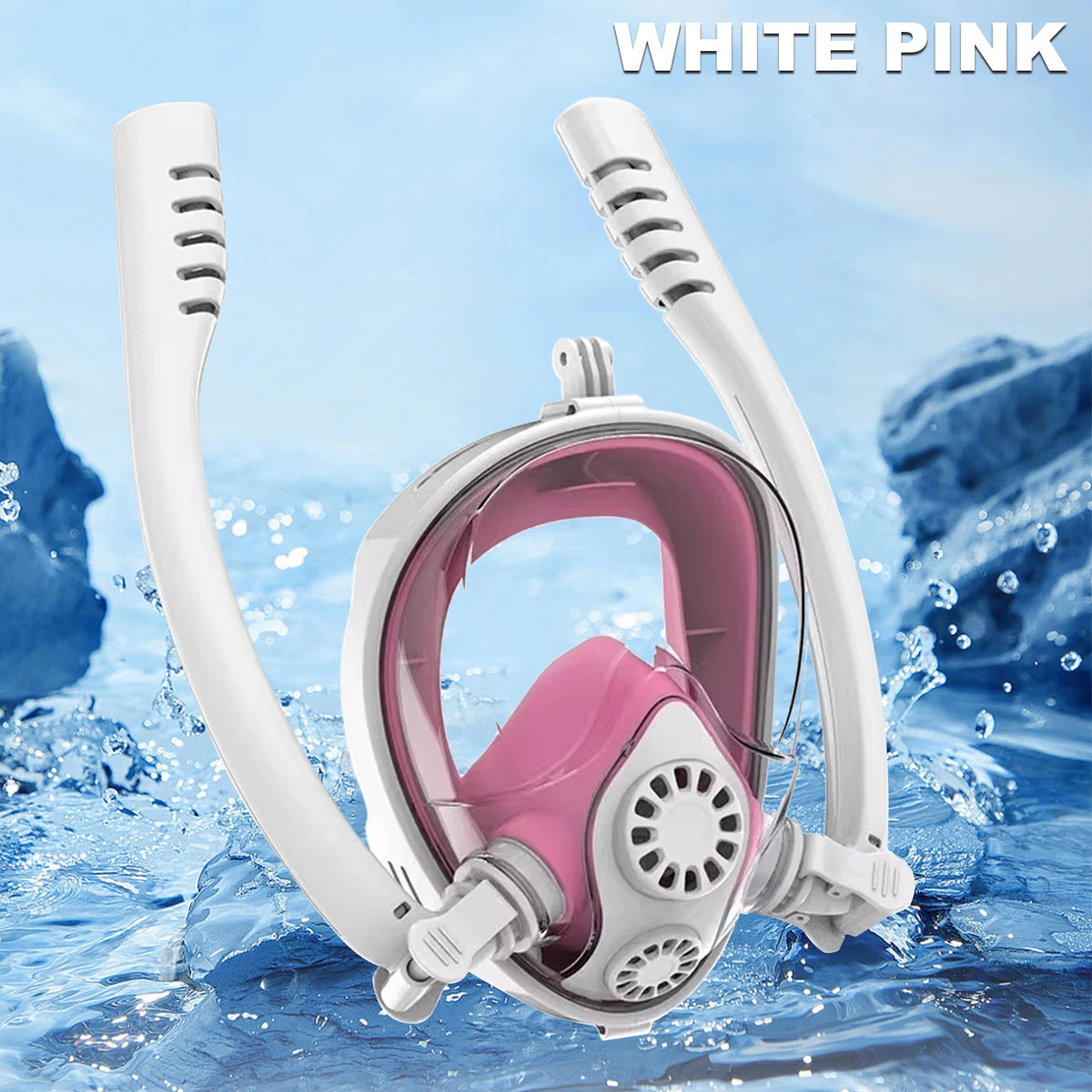 Adults Full Face Snorkel Mask Double Breathing Tube 180° Wide-Eye Panoramic Vision Advanced Anti-Fog Swim Leak-Proof Adventures
