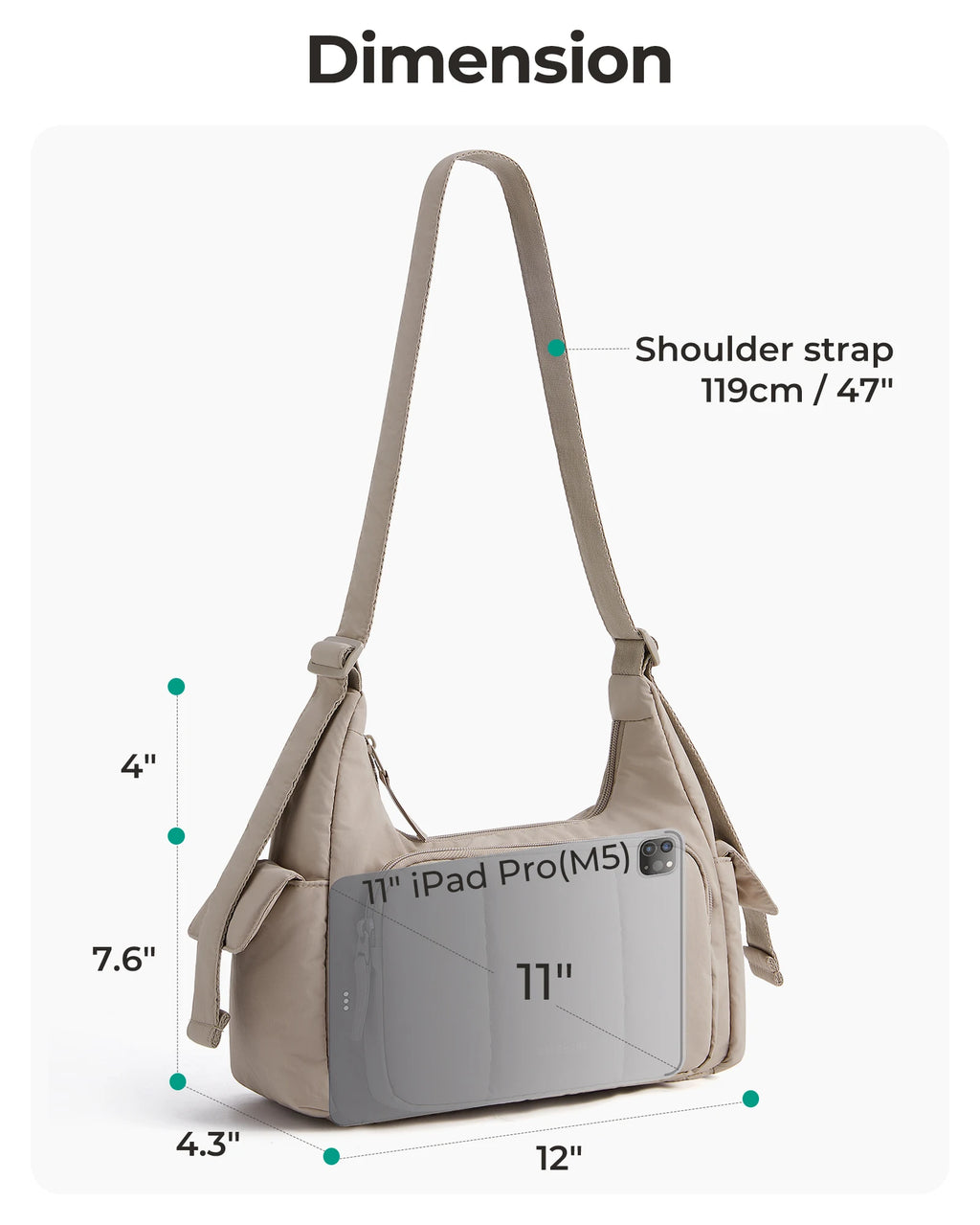 BAGSMART Nylon Material Shoulder Bag High Capacity Crossbody Messenger Bag Leisure Versatile School Shoulder Bag