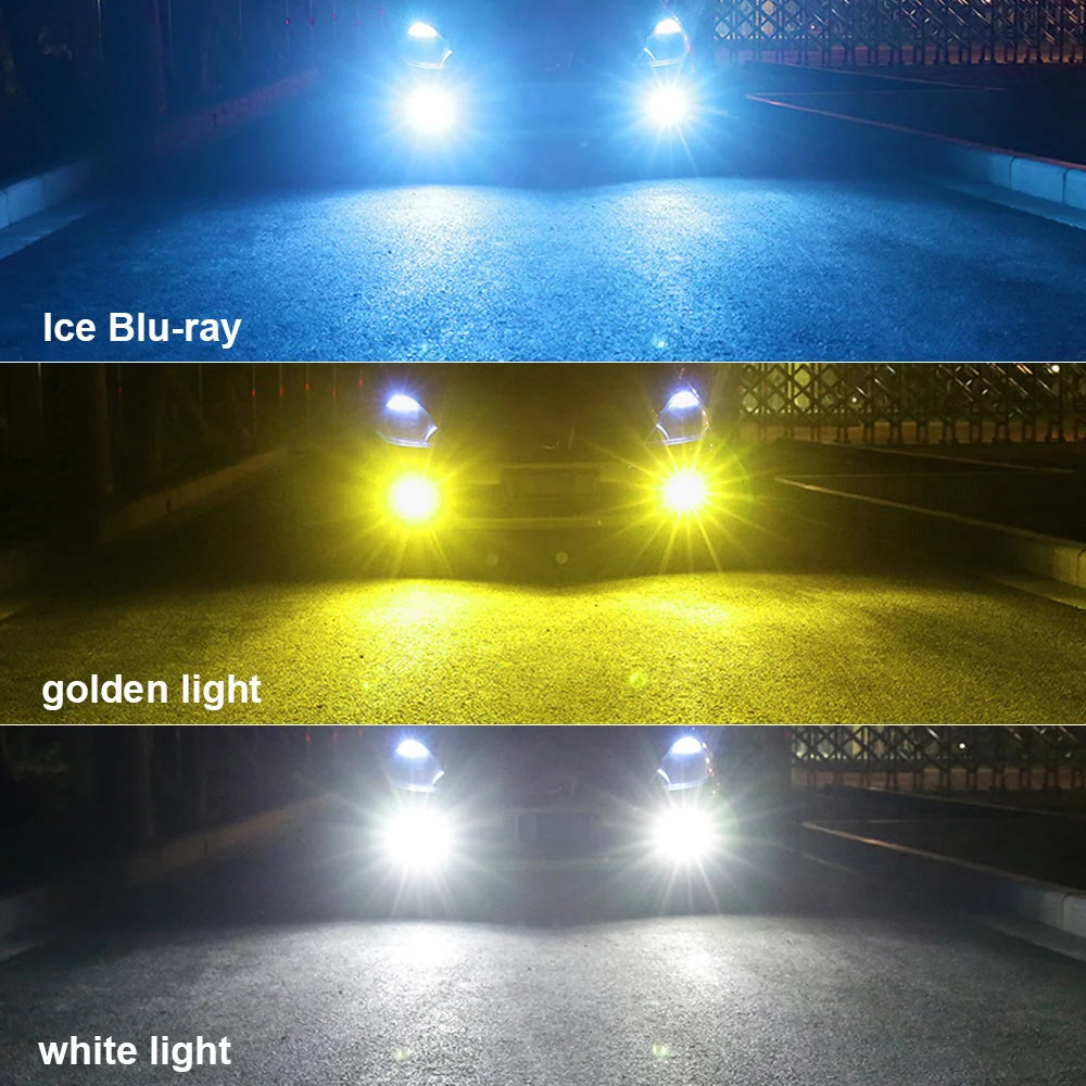 2pcs 12V LED fog light bulbs with projector lens, H11/H8/H7/9006 HB4, colors