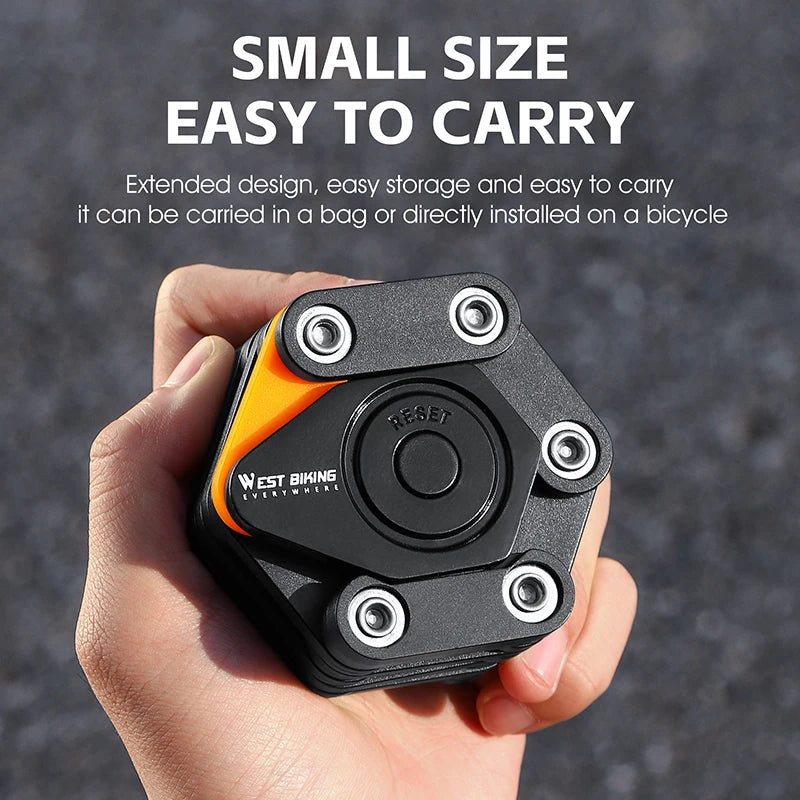 WEST BIKING Bicycle Folding Lock 4 Code Digits Anti-theft Lock Portable E-Bike Scooter Password Foldable Lock Cycling Accessorie