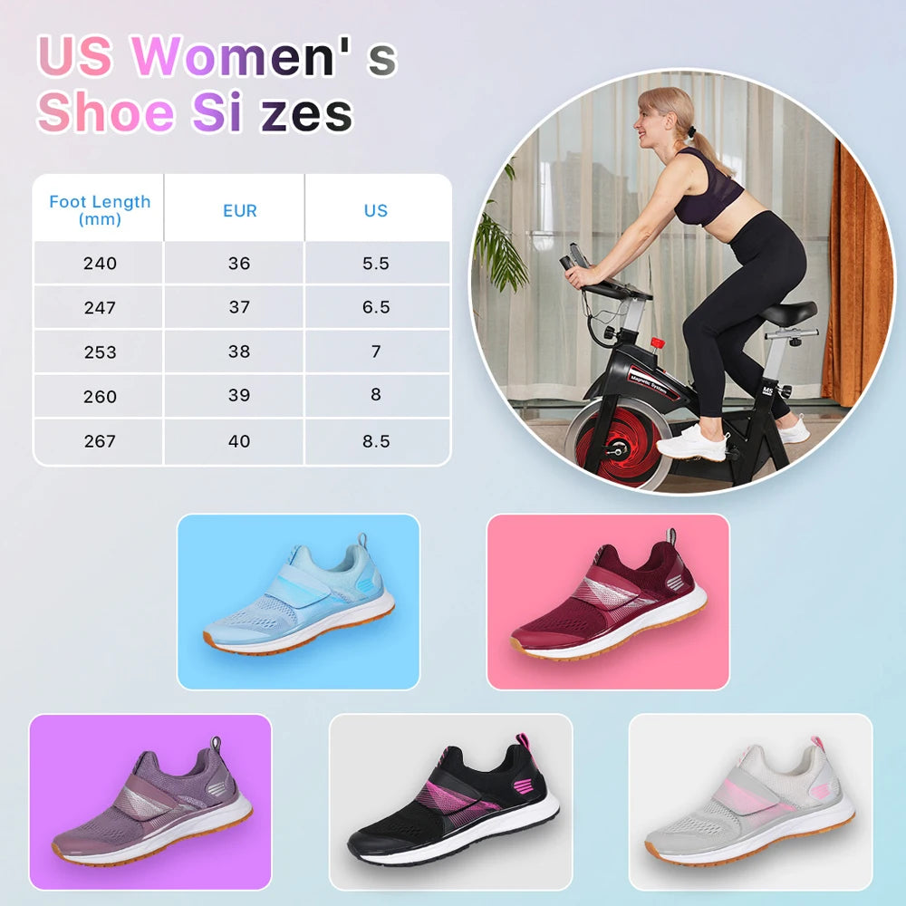 Women's SPD MTB Cycling Shoes Hard Sole Indoor Spin Bike Sneakers, Sizes 36-42