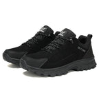 Men's Hiking Shoes Low Top Leather Trail Sneakers Anti-Slip, Black or Beige, EU 37-49
