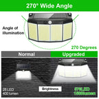 576 LED Outdoor Solar Power Lights Motion Sensor 3 Modes Waterproof Security Flood Lights for Outside Pathway Garden Garage Lamp
