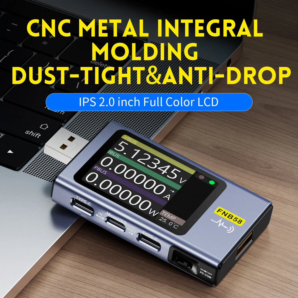 FNIRSI-FNB58 USB Tester Voltmeter Ammeter TYPE-C Fast Charge Detection Trigger Capacity Measurement Ripple Measurement