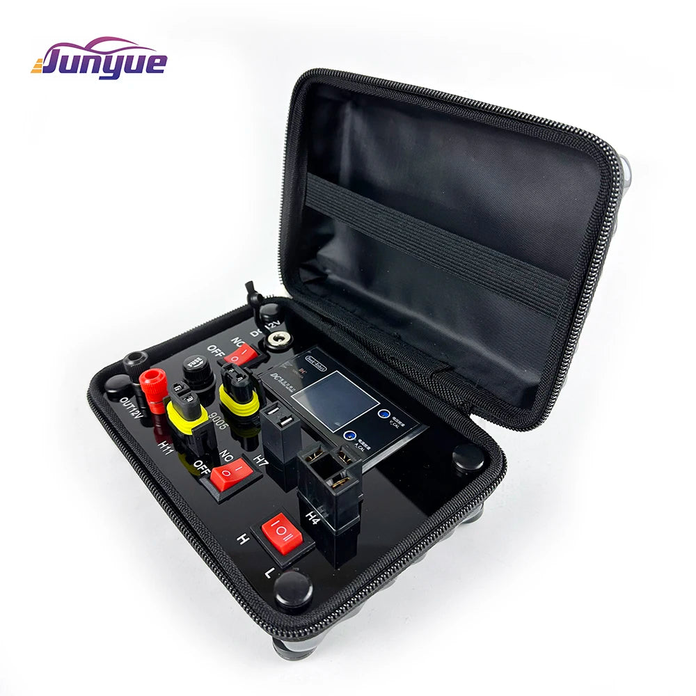 JunYue 110V-220V to 12V Test box Tester for Auto Car LED Headlight HID Xenon LED Bulb H7 H4 9005 9006 H11 H8 H9 LED Tester Bag
