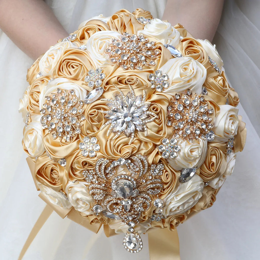 Crystal Brooch Bridal Wedding Bouquet 1pc, Rhinestone Diamond Style, 15-30cm
