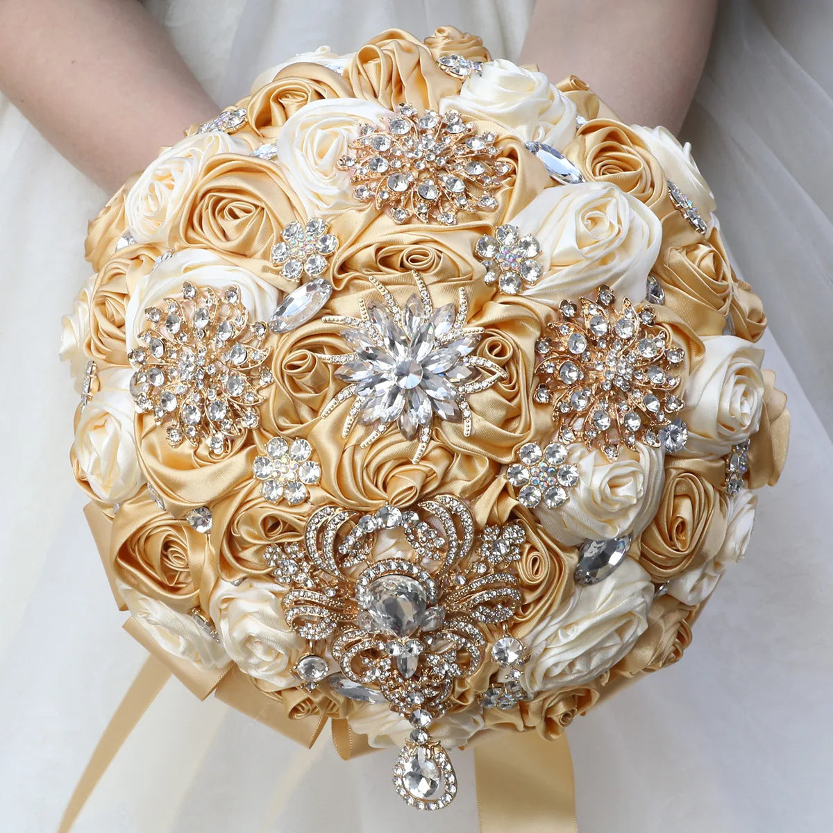 Crystal Brooch Bridal Wedding Bouquet 1pc, Rhinestone Diamond Style, 15-30cm