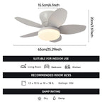 25 inch Ceiling Fans with Lights and Remote,Flush Mount Ceiling Fan,Reversible Quiet DC Motor Low Profile Ceiling Fans For Livin