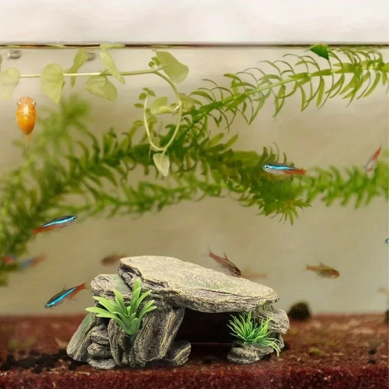 1PC Aquarium Turtle Tank Decoration Terrace Artificial Shelter Decor Ornament Reptile Resting for Fish Terrapins Frogs Turtles