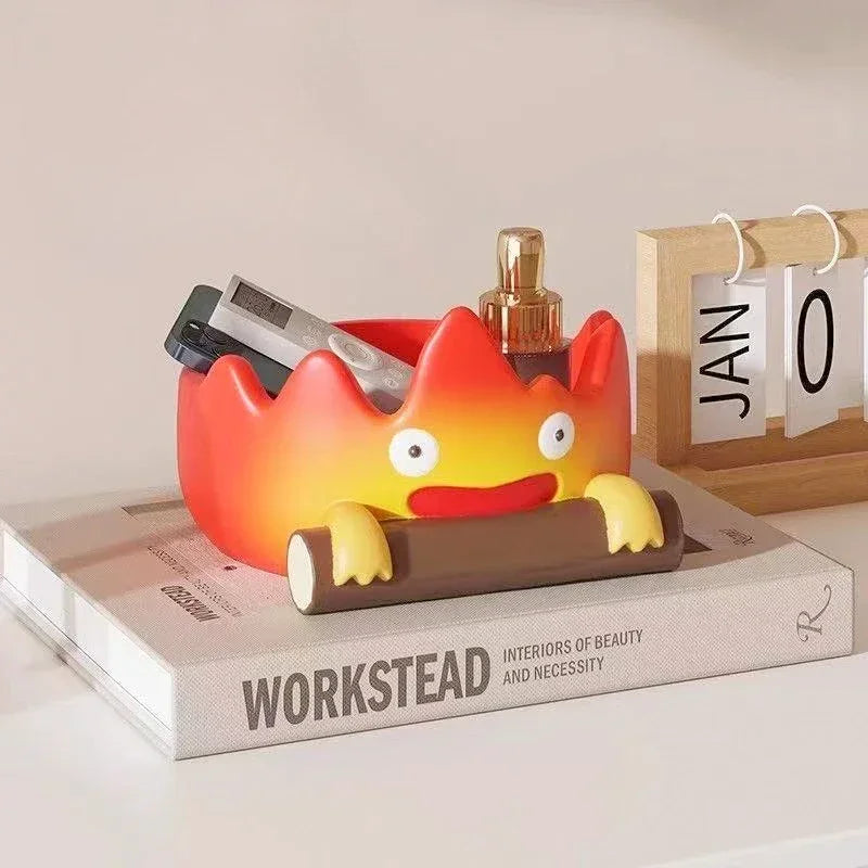 Resin Cartoon Fire Person Tray Creative Anime Key Holder Storage Indoor Outdoor Decor Perfect for Christmas HalloweenGift