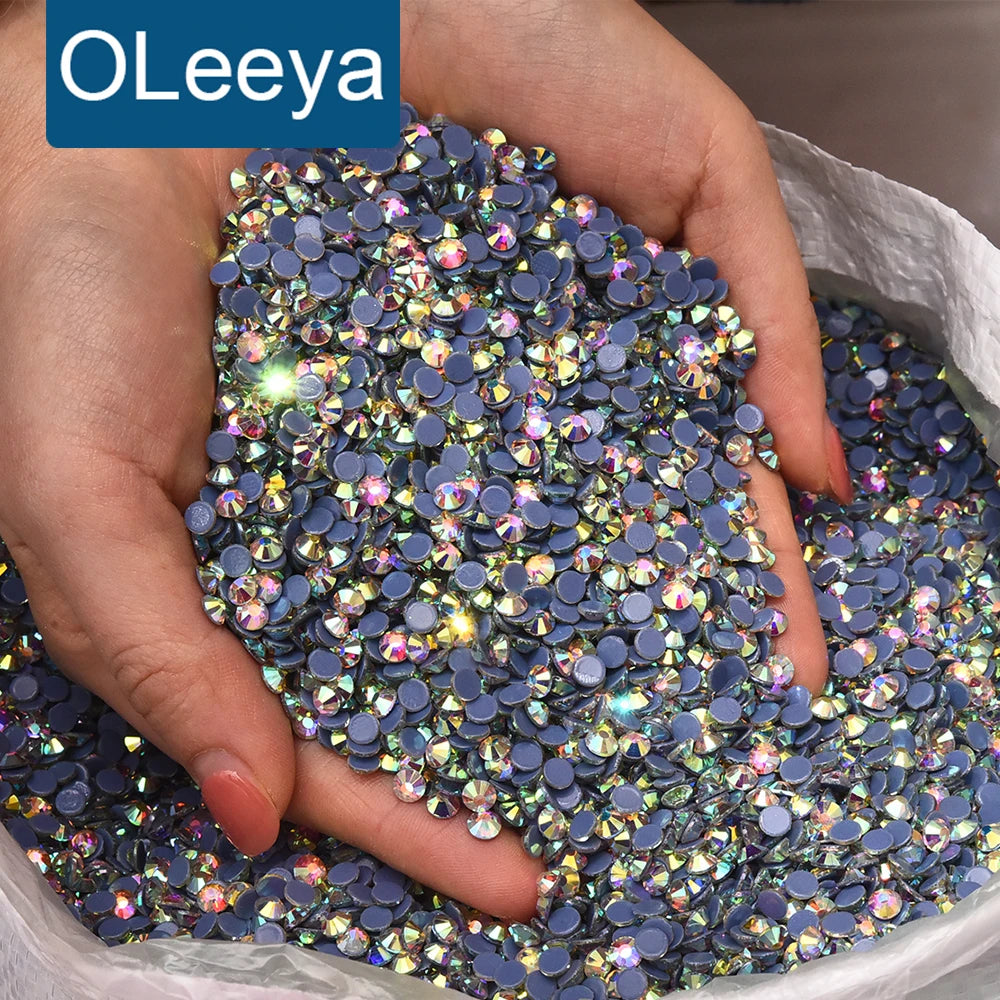 Oleeya Wholesale Bulk High Quality Grade AAAAA Rhinestones Shiny crystal /AB Flatback hotfix Rhinestone SS6-SS50 for clothes DIY