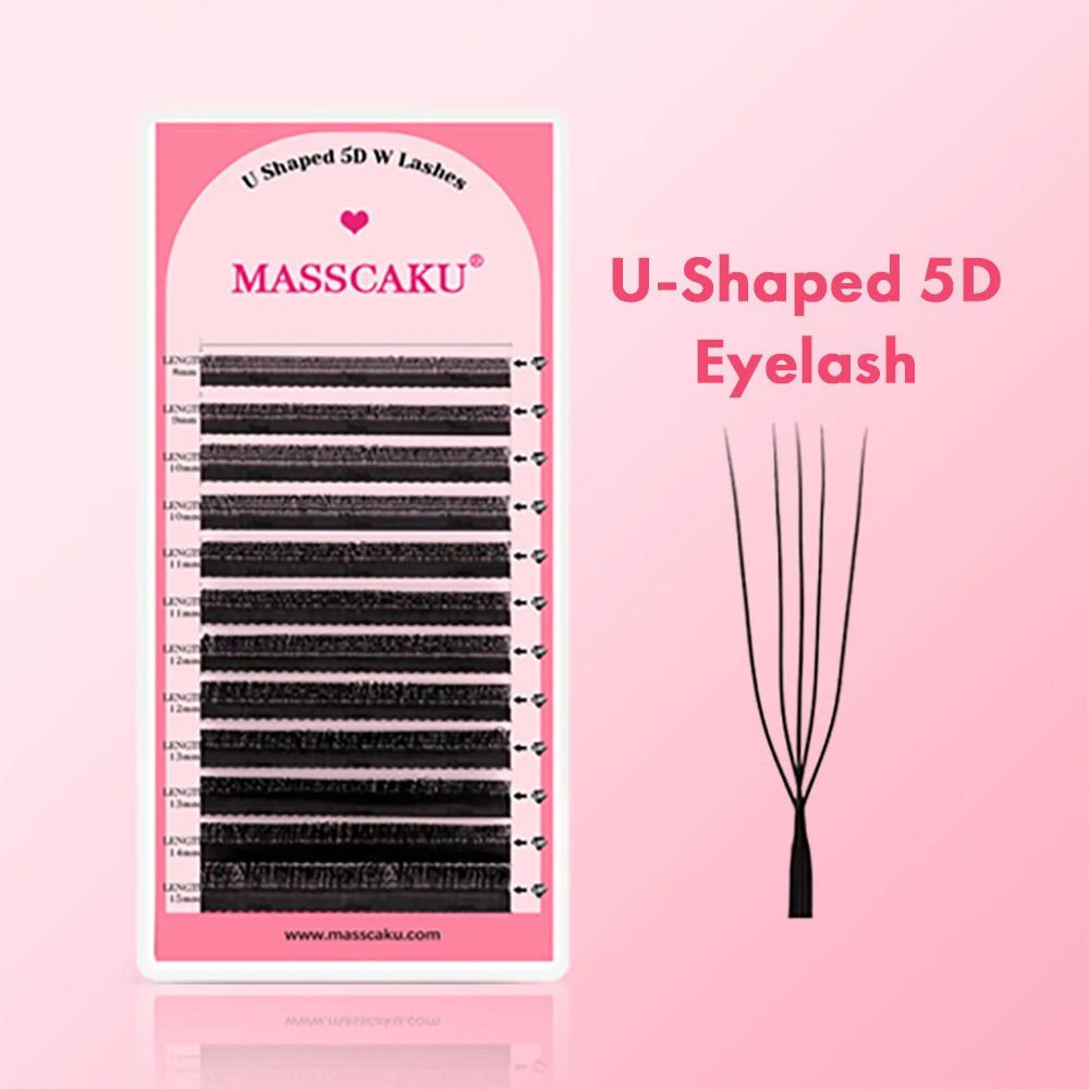 New Arrival 5cases/lot U Style 3D 4D 5D Eyelash Extensions C D Curl Denser Slender Cilios U-Shaped Pestañas Postizas by MASSCAKU