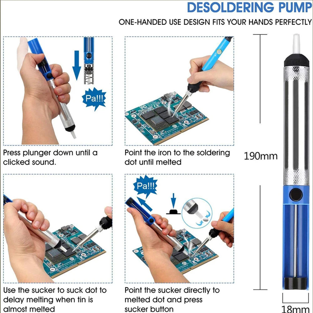 60W Soldering Iron Kit with LCD Digital Multimeter, EU/US Plug Options (908-02/908-06)