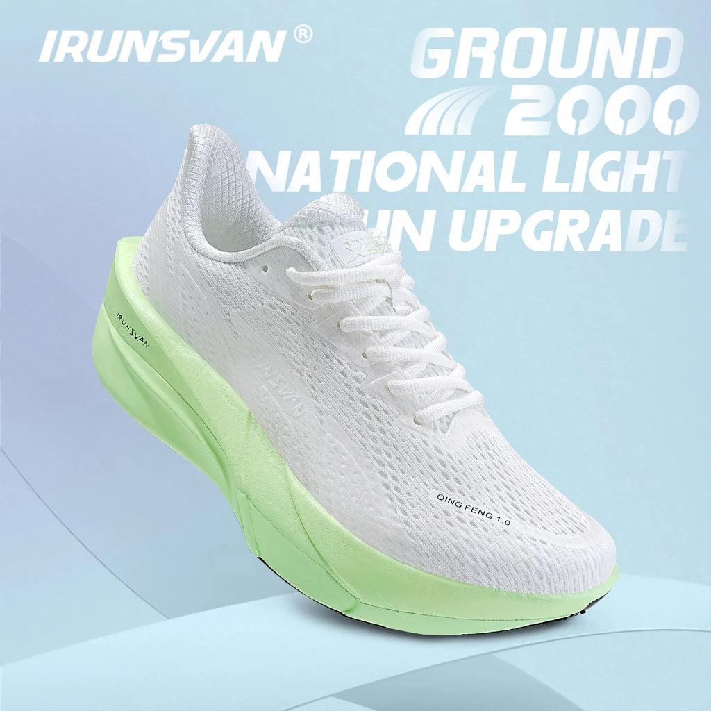 IRUNSVAN Carbon Fiber Running Shoes Thick Sole Breathable Unisex Sneakers, Sizes 37-44