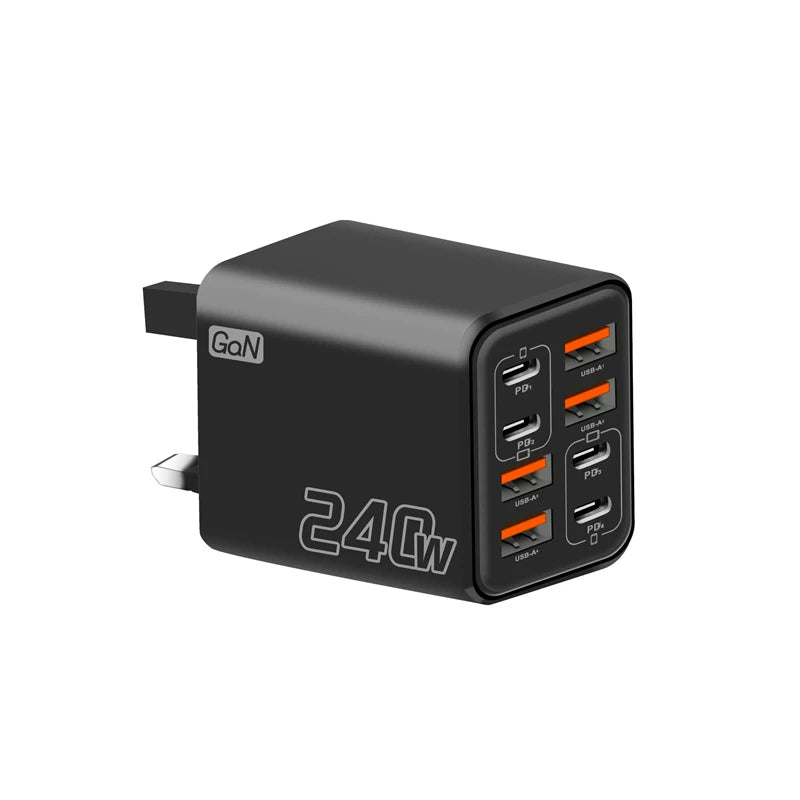 2026 New 240W Multi Port Charger Pd Smartphone Super Fast Charging 4usb-4type-C Charging Head EU US UK Adapter