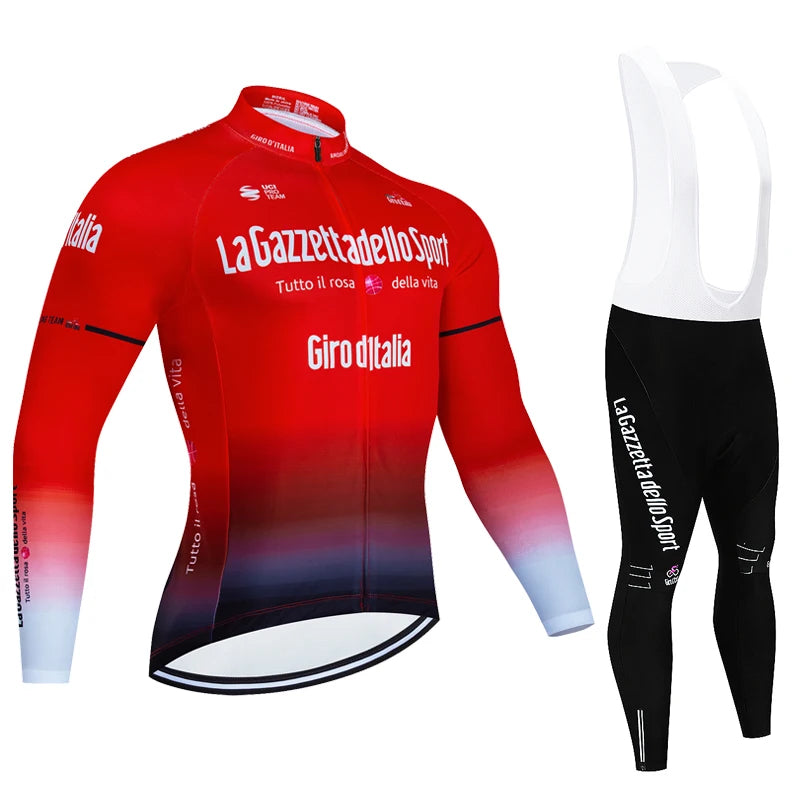 Men's Professional Long Sleeve Cycling Jersey & Padded Shorts Set, Quick Dry, Reflective, Breathable Bike Wear Clothing for Men