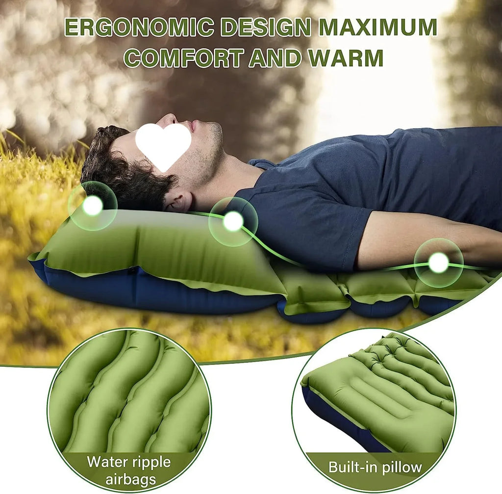 TARKA Camping Inflatable Mattress Air Sleeping Mat With Pillow Lightweight Sleeping Cushion  Compact For Outdoor Hiking Climbing