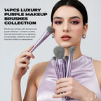 Jessup Makeup Brushes Set 4/6/7/10/14/15pcs Foundation MakeUp Brush,Face Eyeshadow Blending Highlighting Concealer,Luxury Purple