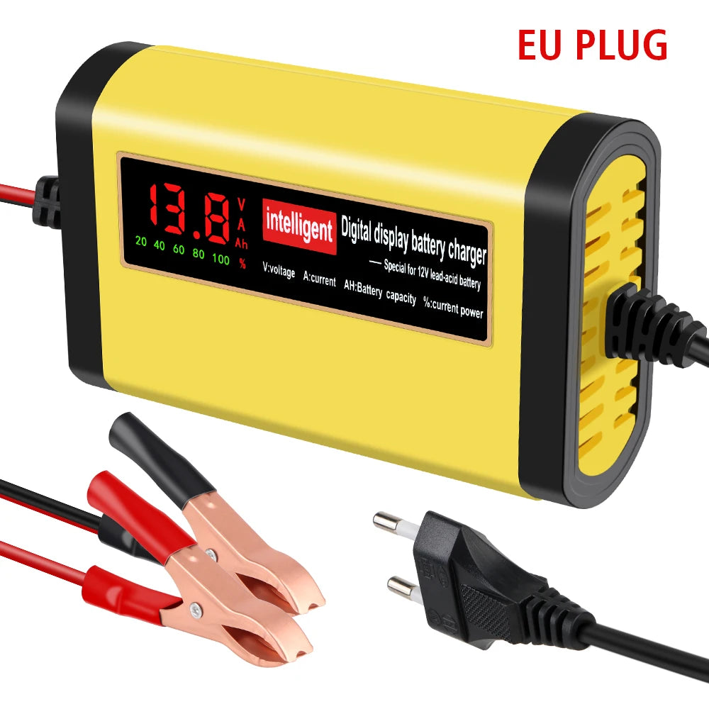 2A 12V Automotive Battery Chargers 3 Stages Intelligent Pulse Repair Car Battery Maintance Storage Cell Charging Device Digital