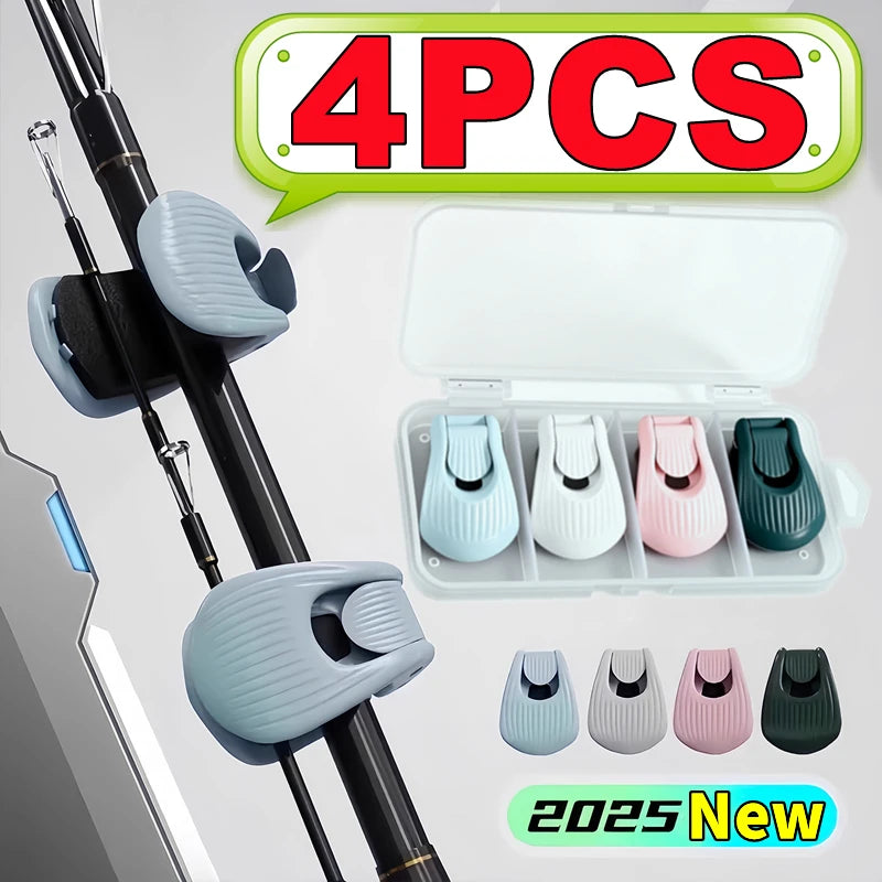 1PC-4PCS Fishing Pole Holder Portable Compact Fishing Rod Fixer Wall Mounted Fishing Pole Strap Multifunctional Rod Holder Clip