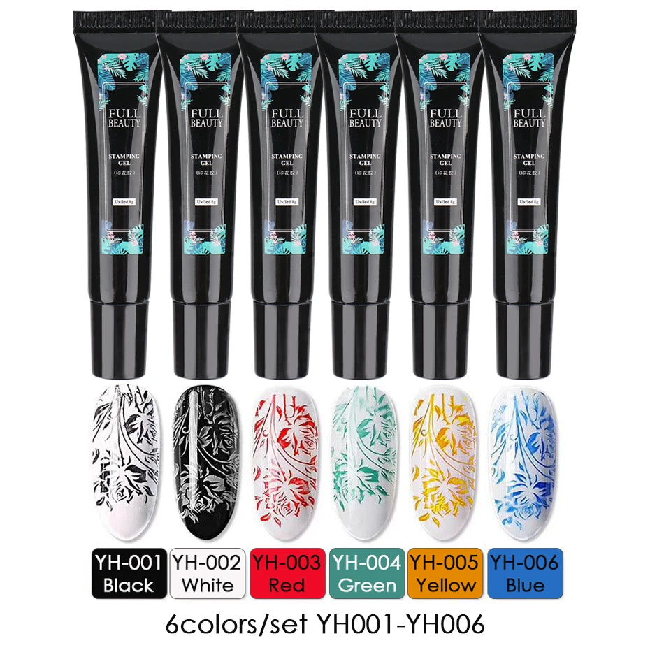 5/6pcs Fluorescent Stamping Plates Gel Nail Polish Manicure Set Hybrid Lacquer Gel For Nails Art Template Printing Accessories