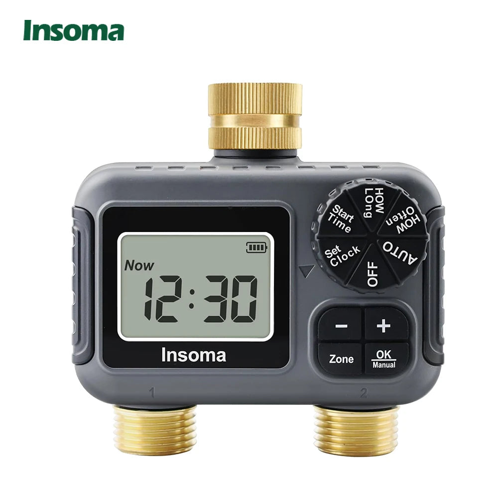 Dual Outlet Smart Irrigation Water Timer for Garden Hose Faucet, G Thread or NH Thread