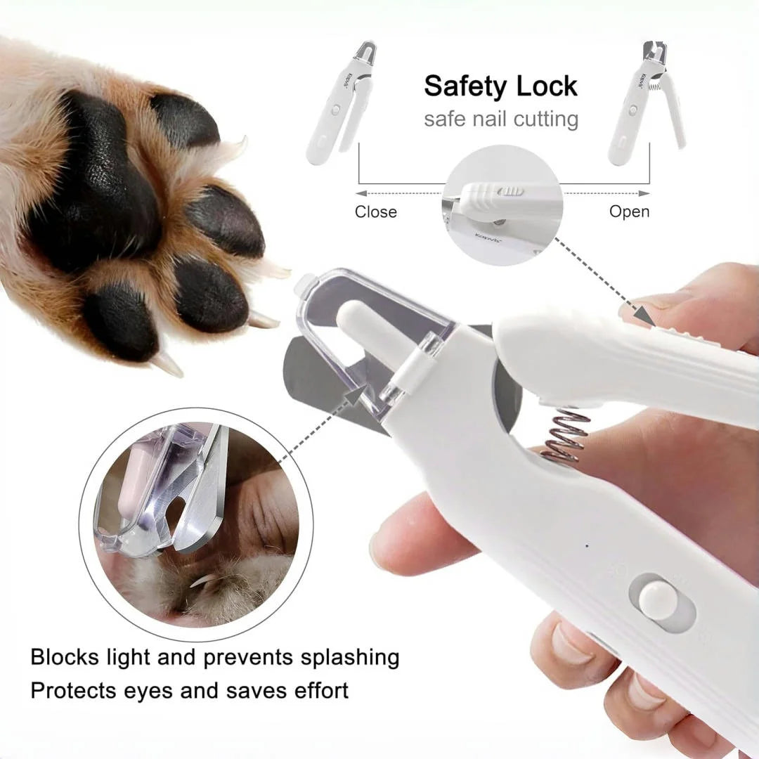 Pet Nail Clippers, Quiet Pet Nail Grinder with 2 LED Lights for Large Medium Small Puppy Dogs and Cats, Pet Nail Grooming Tool