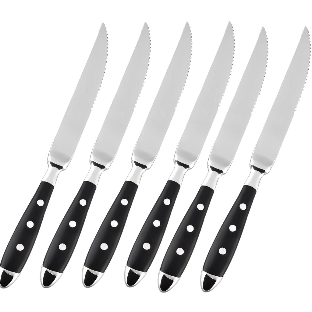 Hotel Stainless Steel Table Knife Fork Spoon Sets Teaspoon Teafork Steak Knife Cutlery Restaurant Serviing Set Black Wood Handle