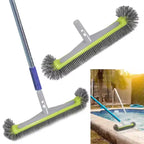 Heavy Duty 17.5" Pool Brush Head 7 Rows Bristles Reinforced Aluminum Back EZ Clip for Pool Walls Steps Inground Above Ground
