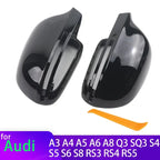 for Audi A3 A4 A5 A6 A8 Q3 SQ3 S4 S5 S6 S8 RS3 RS4 RS5 B8 B8.5 8P Carbon Fiber Look Black Mirror Cover Rearview Side Mirror Cap