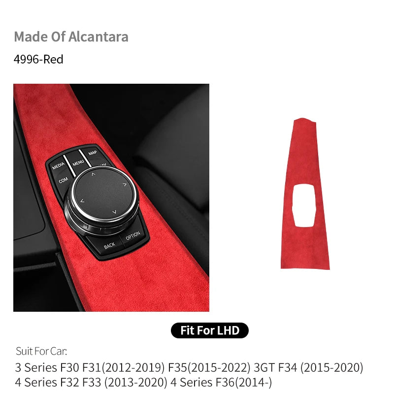 BMW 3 Series F30/F31/F34/F35/3GT Alcantara multimedia switch knob trim frame, LHD