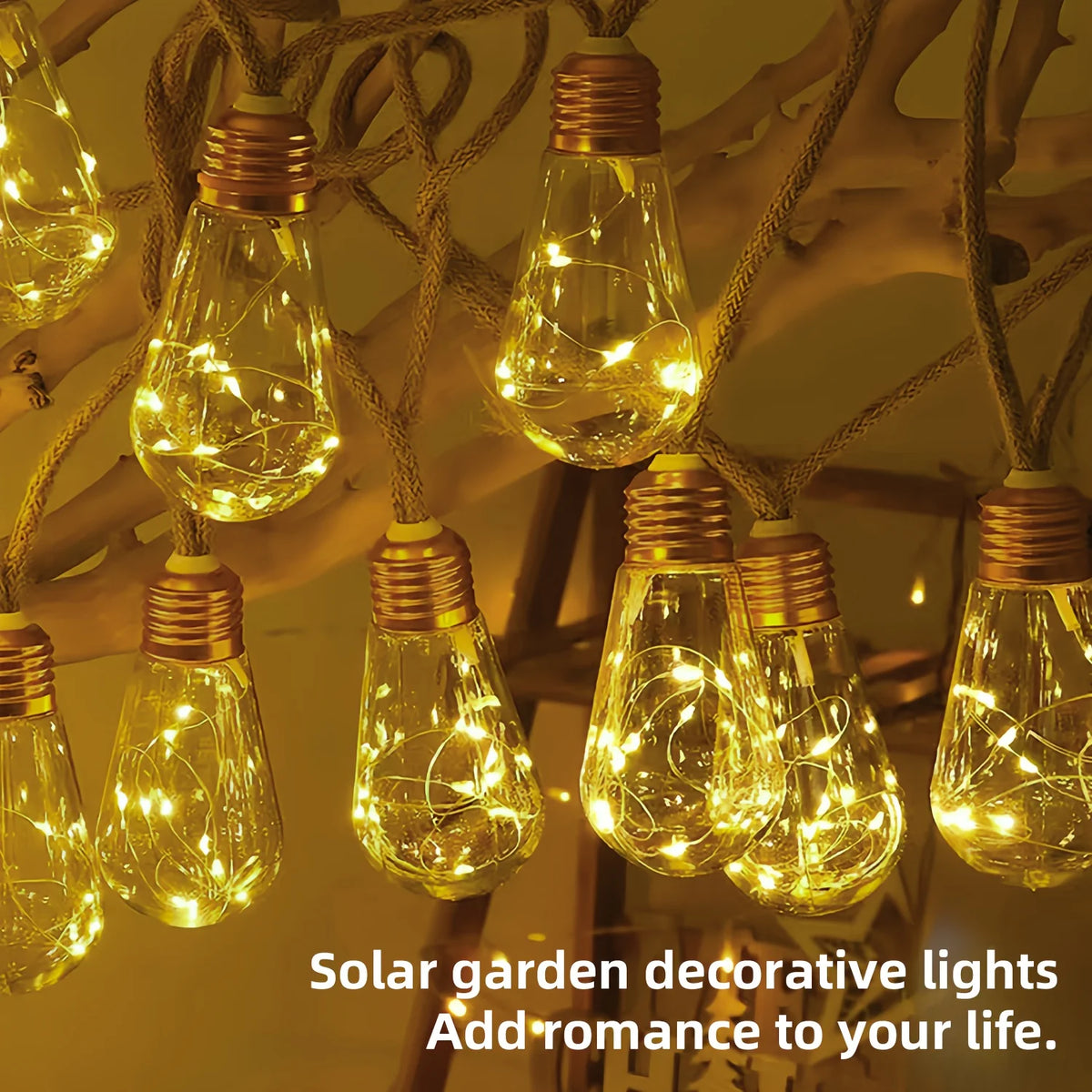 15/10 Bulbs Solar Outdoor String Lights, Fairy String Lights, 8 Modes Courtyards Gardens, Parties, Camping Christmas Decorations