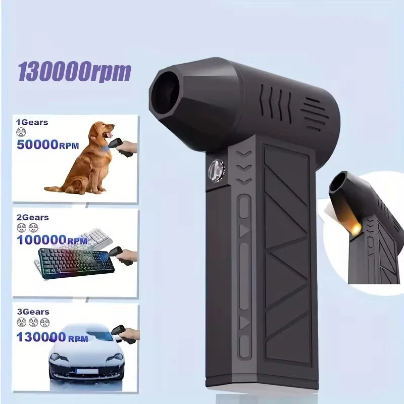 New 130000RPM Turbo Jet Fan Electric Air Duster Adjustable wind speed Turbo Violent Blower Rechargeable with Light Car Cleaning
