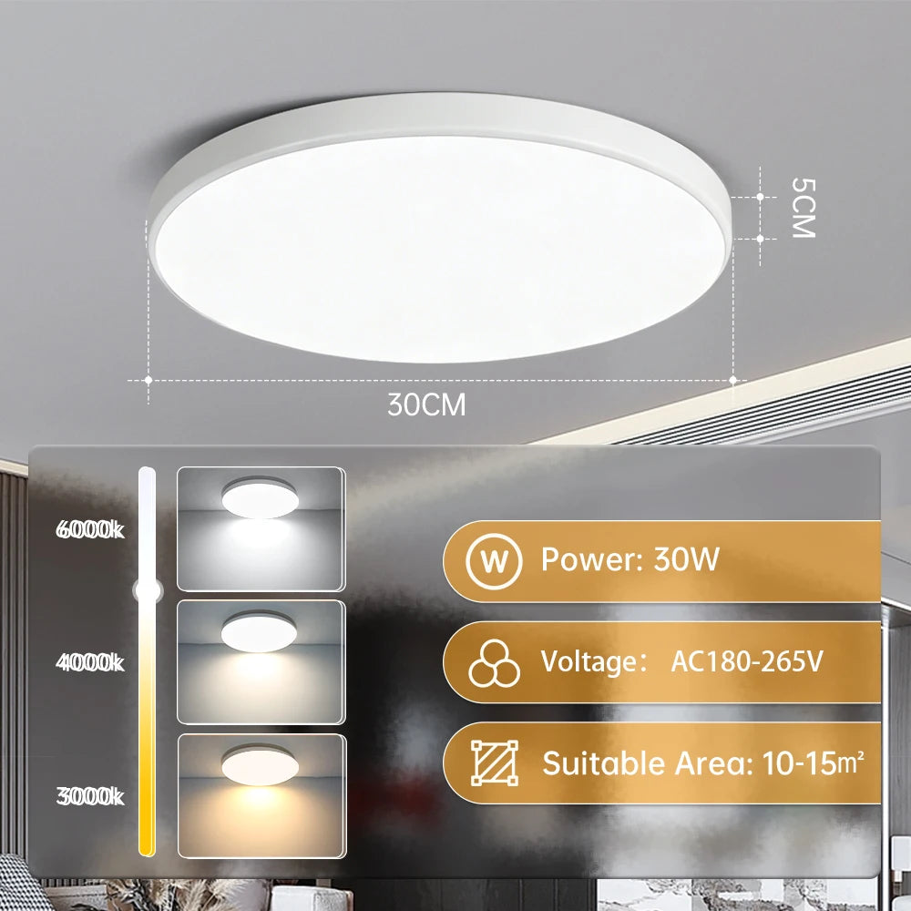 Golden Led Ceiling Lamp 220V Dustproof Ceiling Panel Lamp Indoor Bathroom Lamp for Living Room Decor Ultra-thin Ceiling Lights